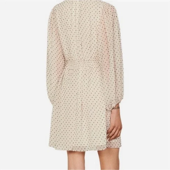 Sandro Cream Polka Dot Long-Sleeve Dress - Picture 3 of 7